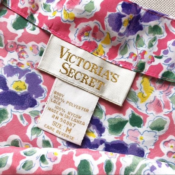 Vintage Victoria’s Secret Floral Flare Lace Hem Mini Slip Dress - Picture 4 of 5